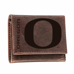 University of Oregon, Tri-Fold Wallet, Brown, CH, 100% Genuine Leather - Collegiate Home