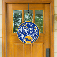 University of Pittsburgh Holiday Round Door Décor with Hanging Rope, 1 - Collegiate Home