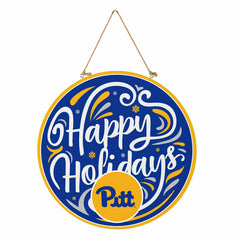 University of Pittsburgh Holiday Round Door Décor with Hanging Rope, 1 - Collegiate Home