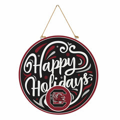 University of South Carolina Holiday Round Door Décor with Hanging Rop - Collegiate Home