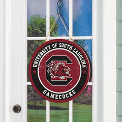 University of South Carolina Round Door Décor with Hanging Rope, 18x18 - Collegiate Home