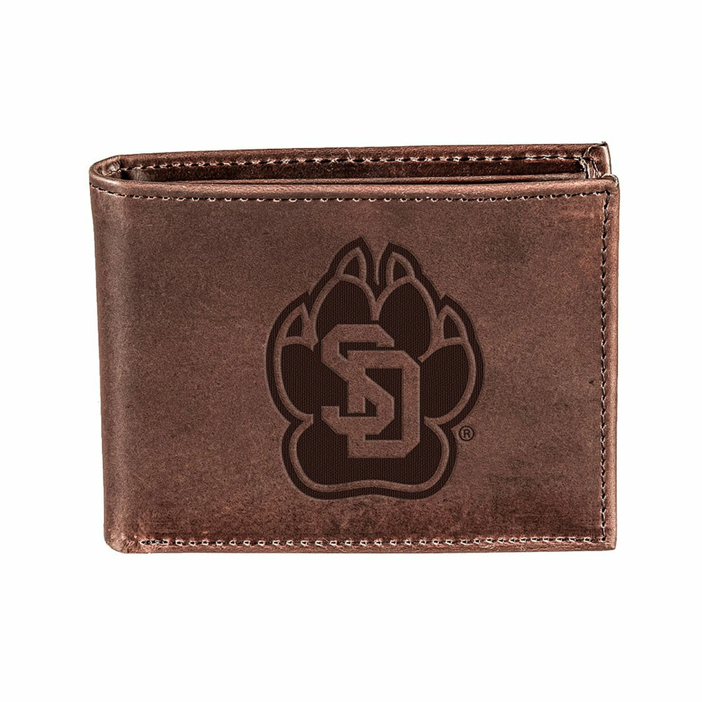 University of South Dakota, Bi-Fold Wallet, Brown, CH, 100% Genuine Le - Collegiate Home
