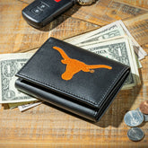 University of Texas Black Tri-Fold Embroidered Wallet w/ RFID Blocking - Collegiate Home