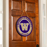 University of Washington Round Door Décor with Hanging Rope, 18x18 - Collegiate Home