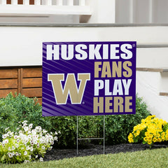 University of Washington Coroplast Yard Sign "Fans Play Here" - Collegiate Home