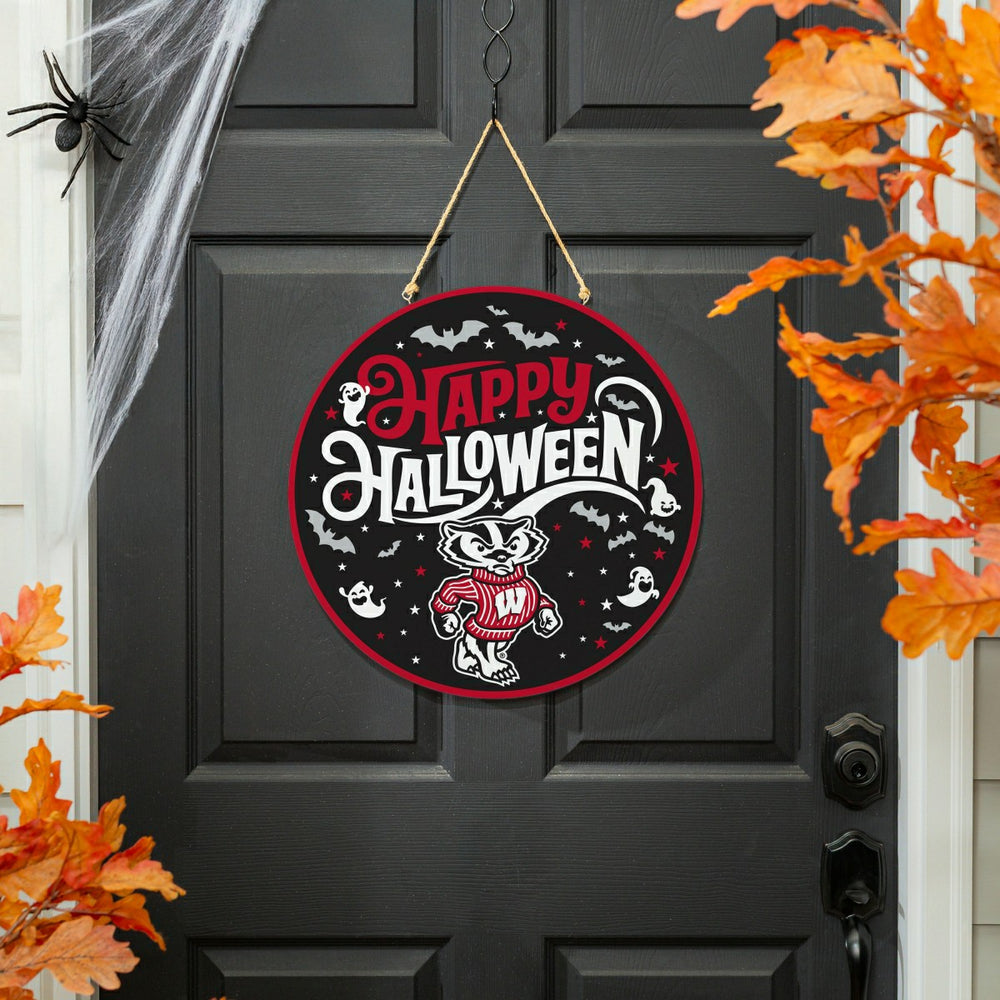 University of Wisconsin-Madison Halloween Round Door Décor with Hangin - Collegiate Home