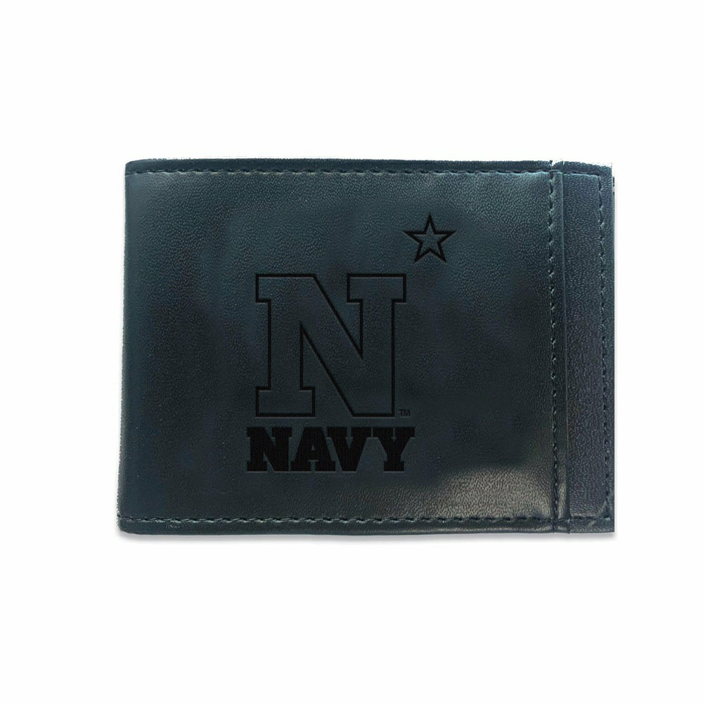Front Pocket Wallet w/ RFID Blocking, US Naval Academy, Black - Collegiate Home