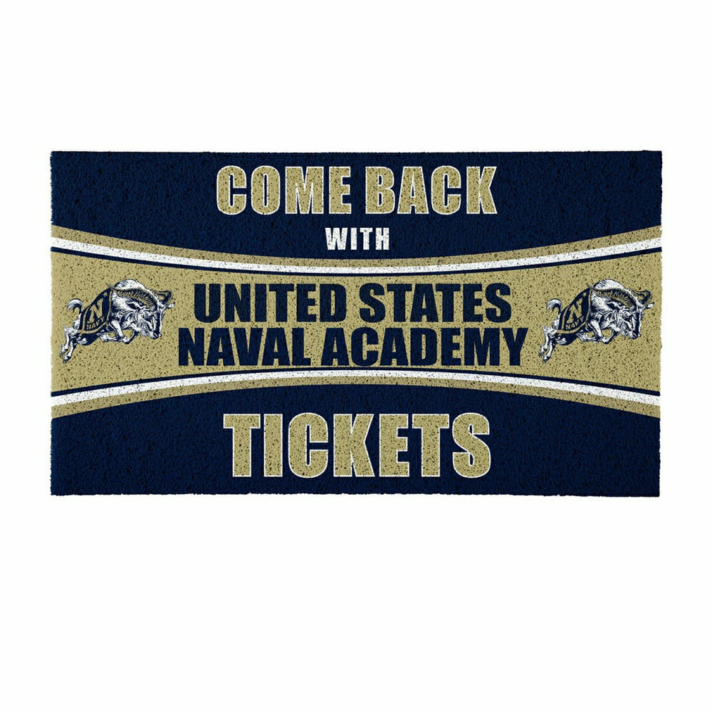 28" x 16" PVC Trapper Mat, Come Back with Tickets, US Naval Academy - Collegiate