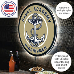 LED Wall Decor, Round, US Naval Academy - Collegiate Home