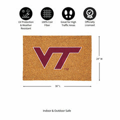 Virginia Tech Large Full Color Coir Mat, 36"x24" - Collegiate