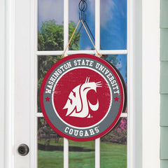 Washington State University Round Door Décor with Hanging Rope, 18x18 - Collegiate Home