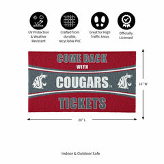 28" x 16" PVC Trapper Mat, Come Back with Tickets, Washington State Un - Collegiate