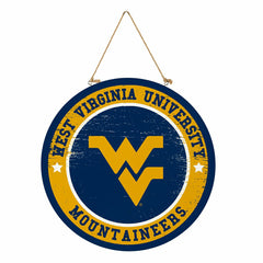 West Virginia University Round Door Décor with Hanging Rope, 18x18 - Collegiate Home