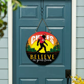 Kansas City Chiefs Bigfoot Round Door Décor with Hanging Rope, 18x18 - Home