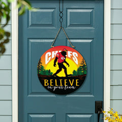 Kansas City Chiefs Bigfoot Round Door Décor with Hanging Rope, 18x18 - Home