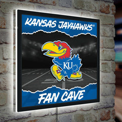 University of Kansas 23"H x 23"L LED Wall Decor, Edgelite, Square - Home Collegiate