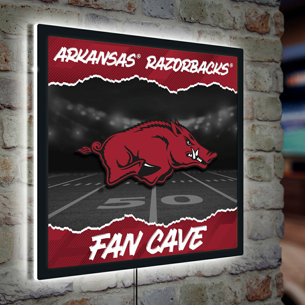 University of Arkansas 23"H x 23"L LED Wall Decor, Edgelite, Square - Home Collegiate