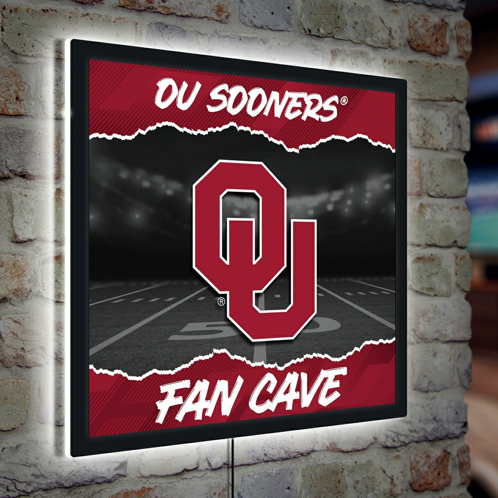 University of Oklahoma 23"H x 23"L LED Wall Decor, Edgelite, Square - Home Collegiate