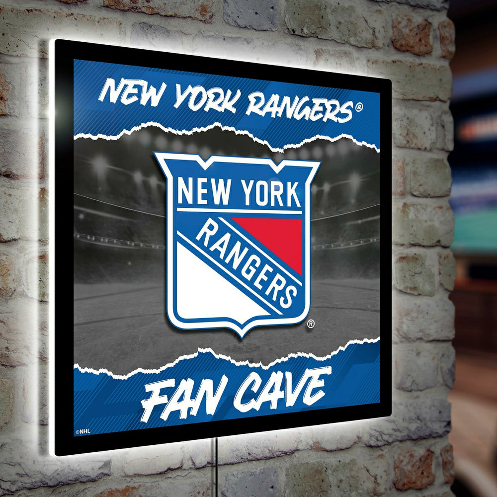 New York Rangers 23"H x 23"L LED Wall Decor, Edgelite, Square - Home NHL