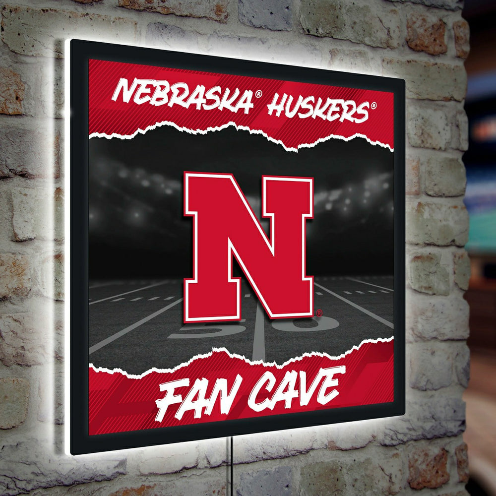 University of Nebraska 23"H x 23"L LED Wall Decor, Edgelite, Square - Home Collegiate