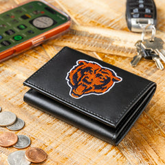 Chicago Bears Black Tri-Fold Embroidered Wallet - NFL Home
