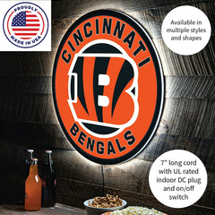 LED Wall Decor, Round, Cincinnati Bengals - NFL Home
