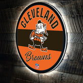 Cleveland Browns NFL Football Large Round Vintage Edgelite LED Decor - NFL Home