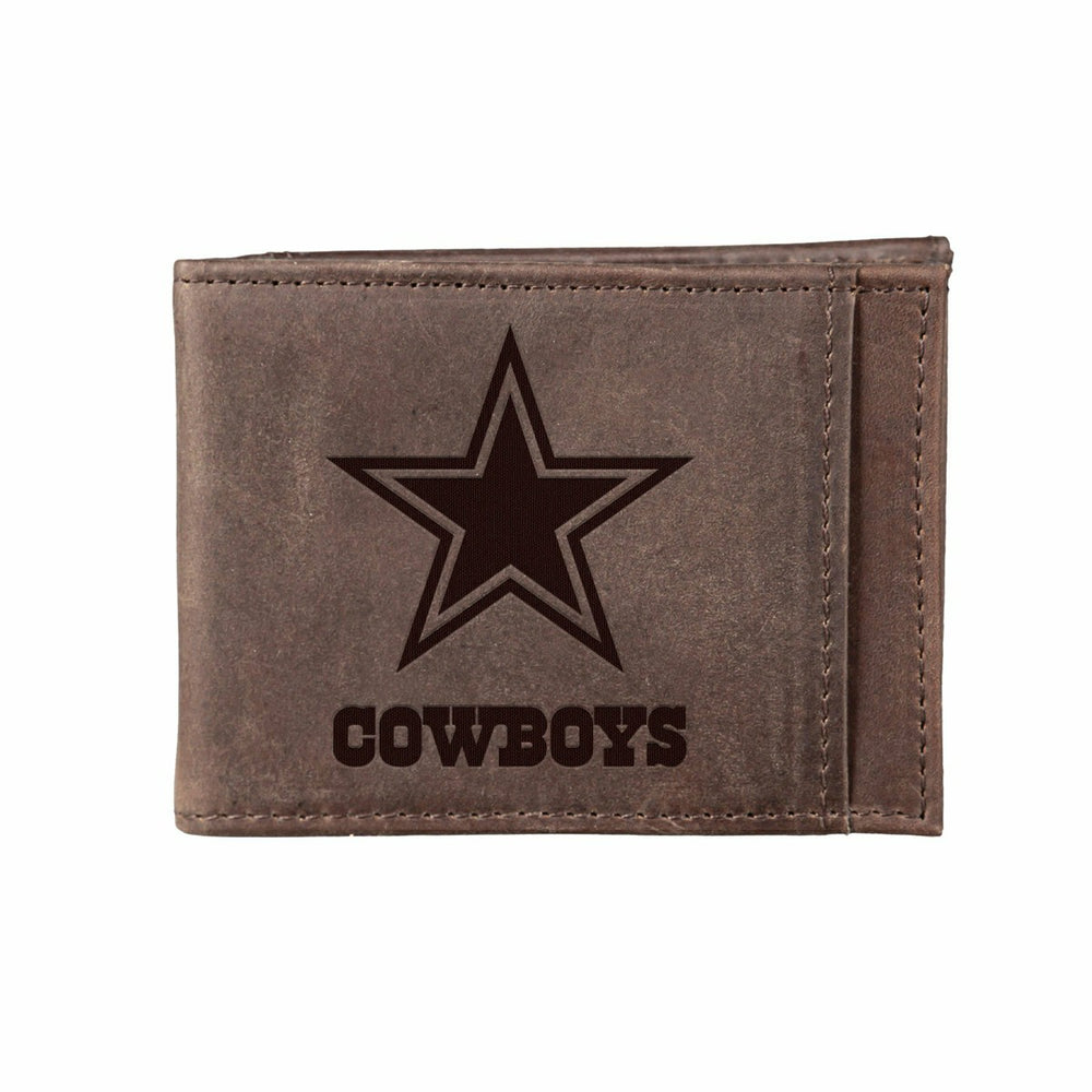 Front Pocket Wallet w/ RFID Blocking, Dallas Cowboys, Brown - NFL Home