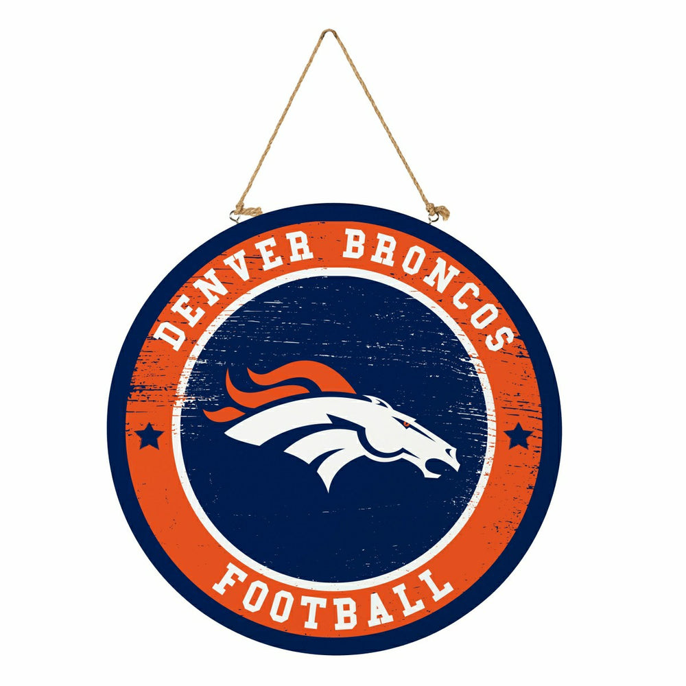 Denver Broncos Round Door Décor with Hanging Rope, 18x18 - NFL Home