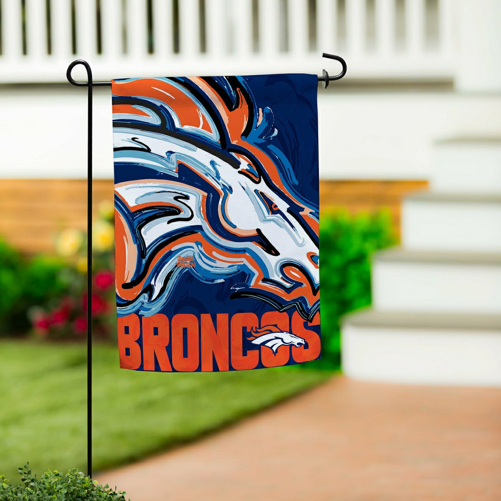 Denver Broncos Justin Patten Logo Suede Garden Flag - NFL