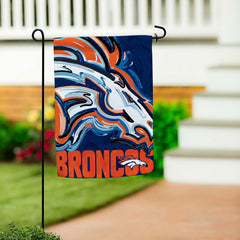 Denver Broncos Justin Patten Logo Suede Garden Flag - NFL