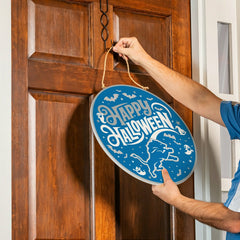 Detroit Lions Halloween Round Door Décor with Hanging Rope, 18x18 - NFL Home