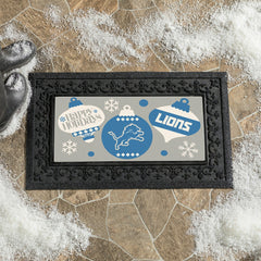 Detroit Lions Holiday Flocked Coir Sassafras Switch Mat, 22"x10" - NFL