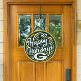 Green Bay Packers Holiday Round Door Décor with Hanging Rope, 18x18 - NFL Home