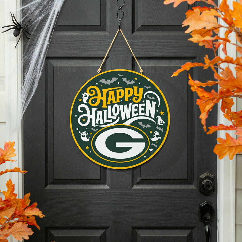 Green Bay Packers Halloween Round Door Décor with Hanging Rope, 18x18 - NFL Home