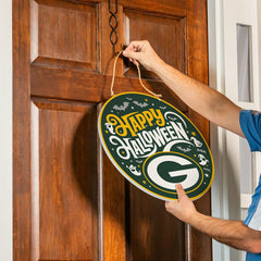 Green Bay Packers Halloween Round Door Décor with Hanging Rope, 18x18 - NFL Home