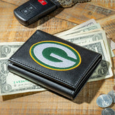 Green Bay Packers Black Tri-Fold Embroidered Wallet w/ RFID Blocking - NFL Home