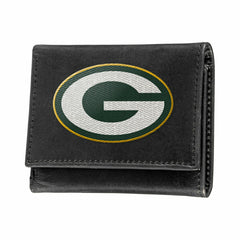 Green Bay Packers Black Tri-Fold Embroidered Wallet w/ RFID Blocking - NFL Home