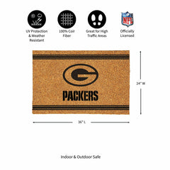 Green Bay Packers Large One Color Coir Mat, 36"x24" - NFL