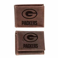 Green Bay Packers, Bi-Fold and Tri-Fold Wallet Gift Set, Brown - NFL Home