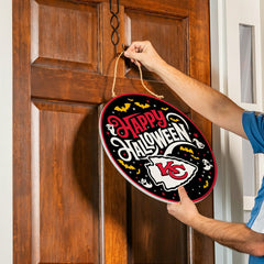 Kansas City Chiefs Halloween Round Door Décor with Hanging Rope, 18x18 - NFL Home