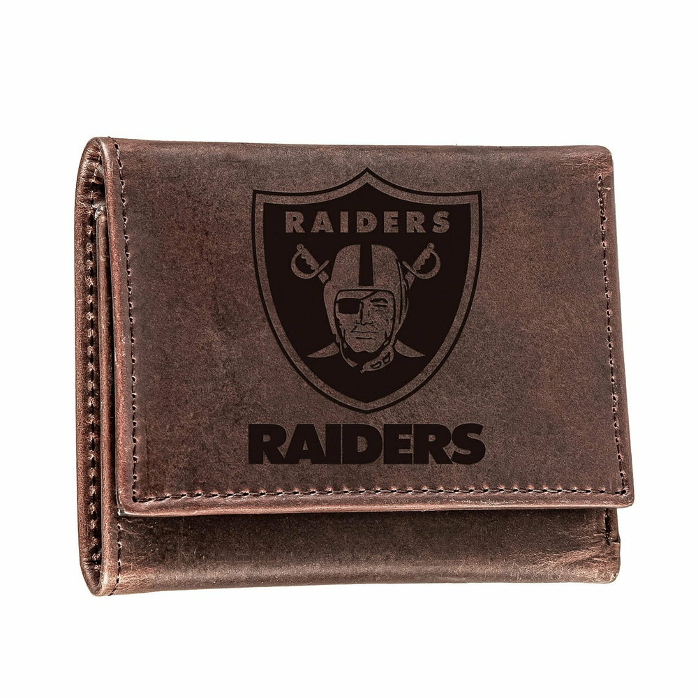 Las Vegas Raiders, Tri-Fold Wallet, Brown, CH, 100% Genuine Leather - NFL Home