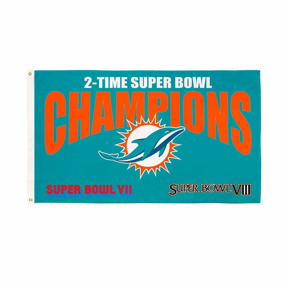 Miami Dolphins 2X Superbowl Champions Football 3x5 Flag - NFL Home