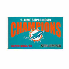 Miami Dolphins 2X Superbowl Champions Football 3x5 Flag - NFL Home