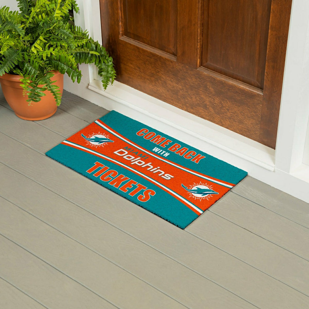 28" x 16" PVC Trapper Mat, Come Back with Tickets, Miami Dolphins - NFL