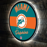 Miami Dolphins NFL Football Large Round Vintage Edgelite LED Decor - NFL Home