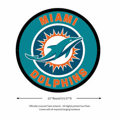 LED Wall Decor, Round, Miami Dolphins - NFL Home