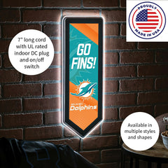 LED Wall Decor, Pennant, Miami Dolphins - NFL Home
