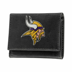 Minnesota Vikings Black Tri-Fold Embroidered Wallet w/ RFID Blocking - NFL Home