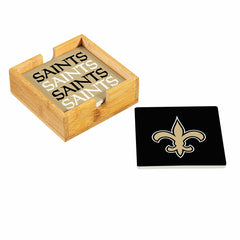 New Orleans Saints Ceramic Coasters Set, 4pcs with Wood Caddy - NFL